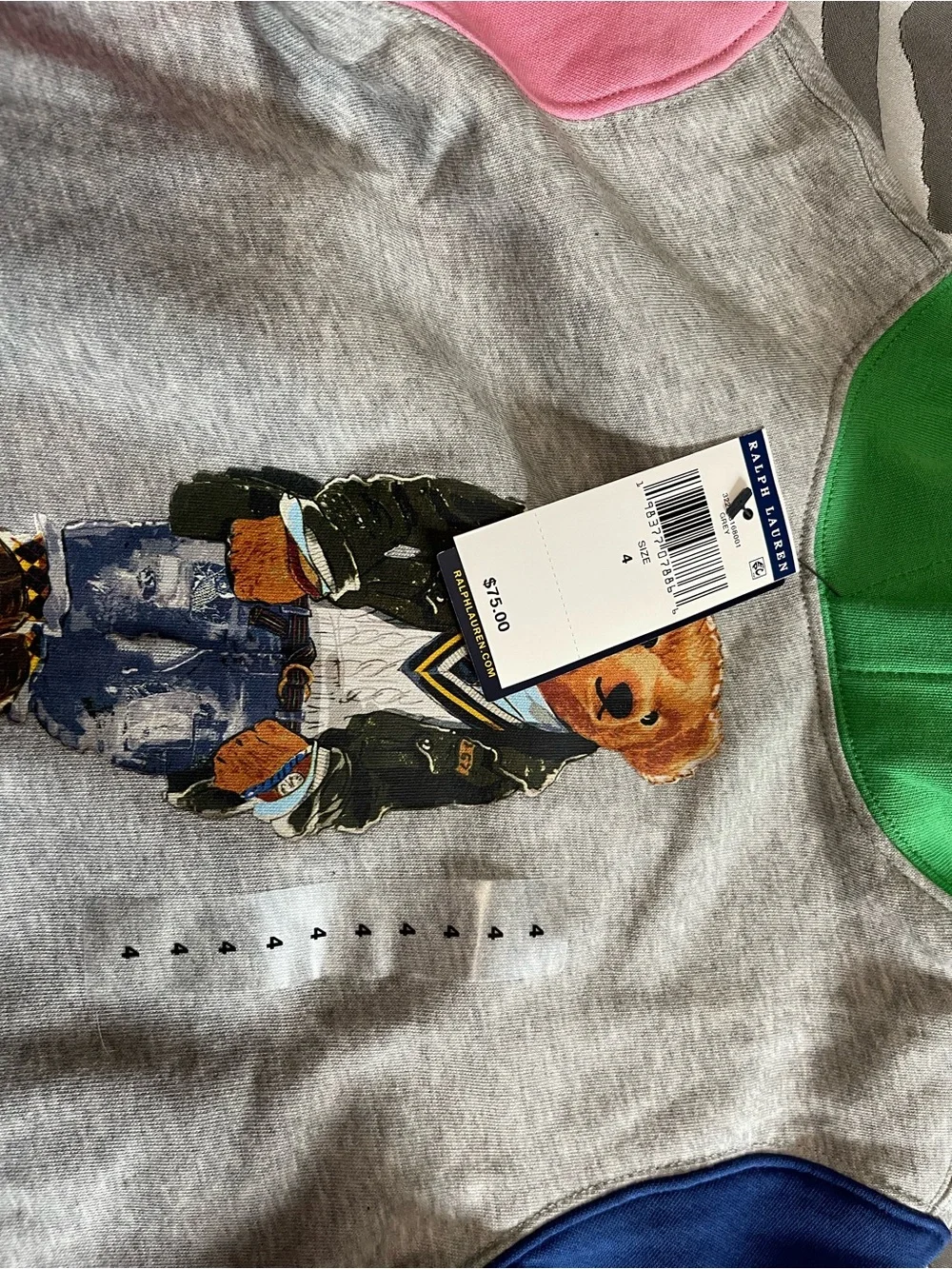 Ralph Lauren Colorblock Polo Bear Hoodie - Gray, Green, Blue, Pink